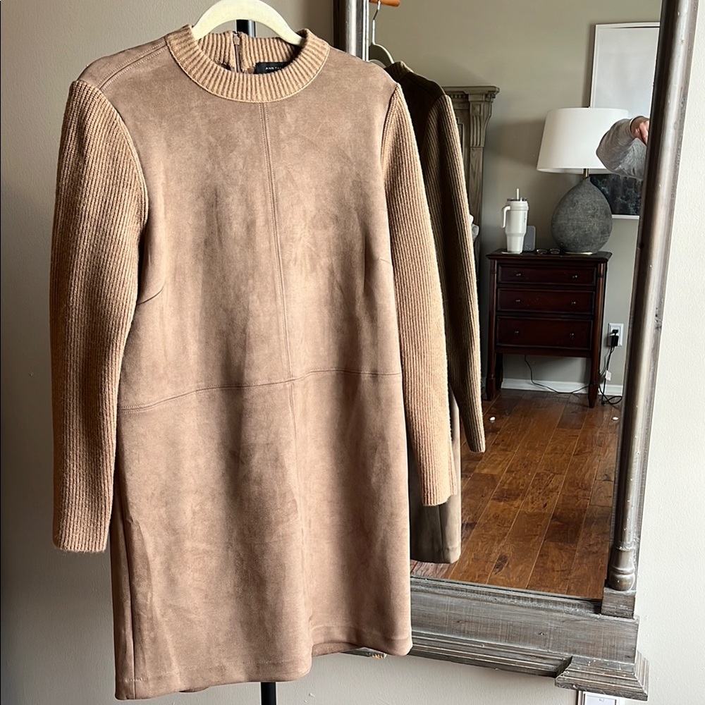 Ann Taylor Tan Suede Sweater Dress